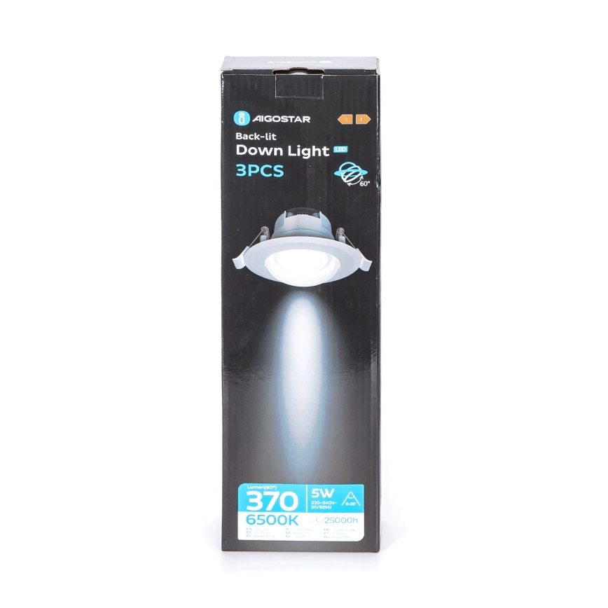 Aigostar - LED griestu apgaismojuma komplekts 3x LED/5W/230V 6500K, 8,5 cm balts