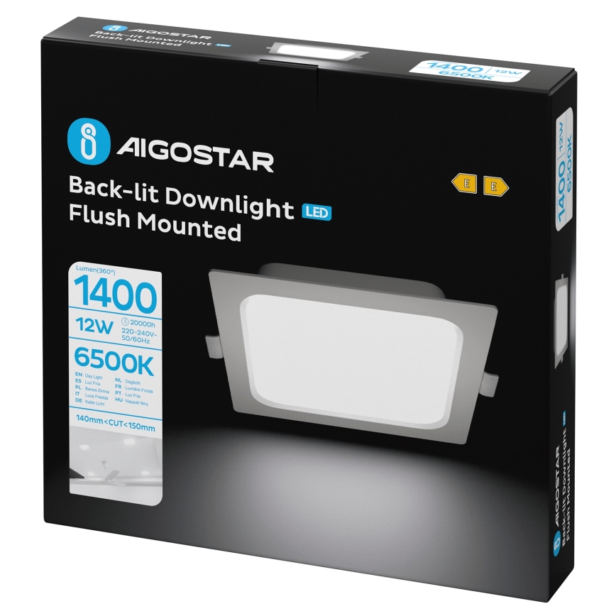 Aigostar - LED Griestu gaismeklis LED/12W/230V 6500K 17,5x17,5 cm balts
