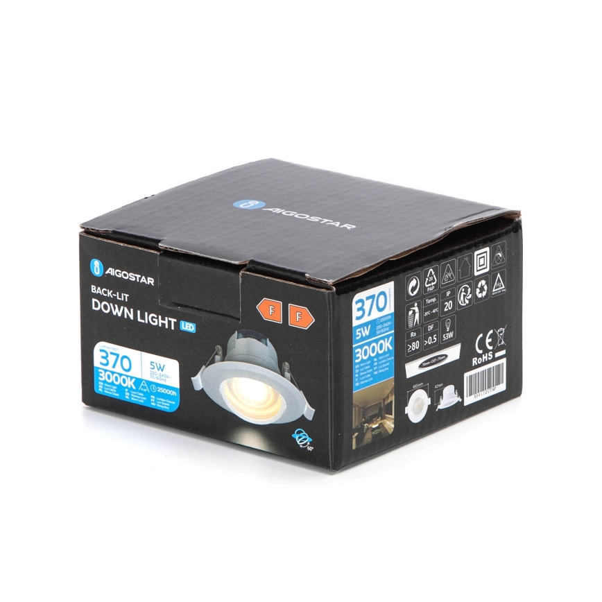 Aigostar - LED griestu gaismeklis LED/5W/230V 3000K diametrs 8,5 cm balts