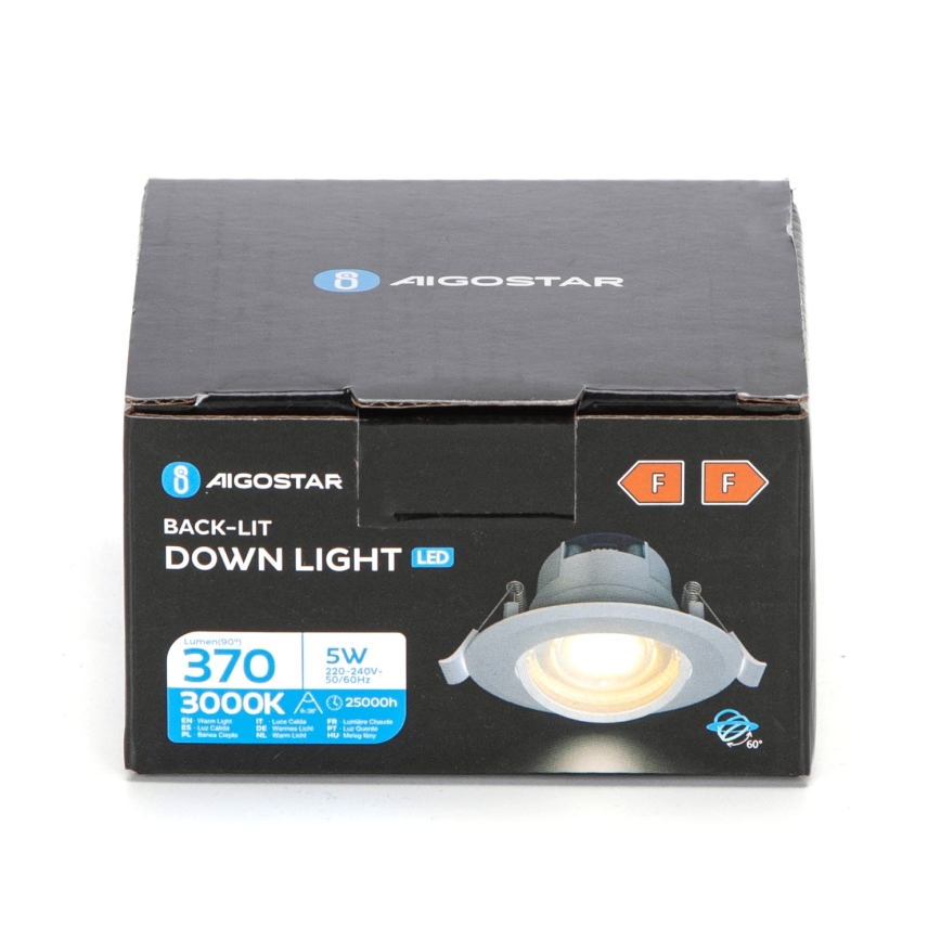 Aigostar - LED griestu gaismeklis LED/5W/230V 3000K diametrs 8,5 cm balts