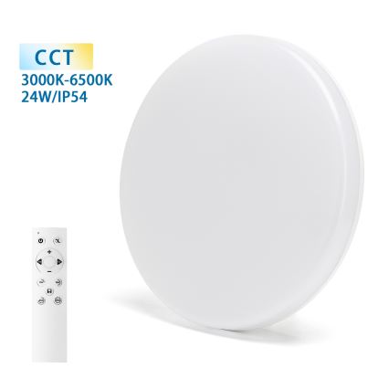 Aigostar - LED regulējams vannas istabas griestu gaismeklis LED/24W/230V 3000K-6500K IP54 Ø 33 cm + tālvadības pults