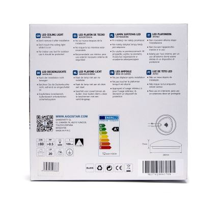 Aigostar - LED griestu lampa ar sensoru LED/12W/230V 3000K Ø 28 cm