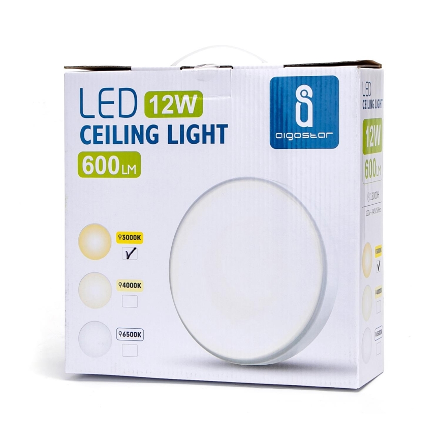 Aigostar - LED Griestu lampa LED/12W/230V 3000K d. 23 cm balta
