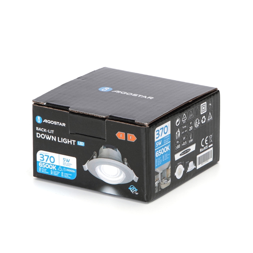 Aigostar - LED griestu lampa LED/5W/230V 6500K pr. 8,5 cm balta