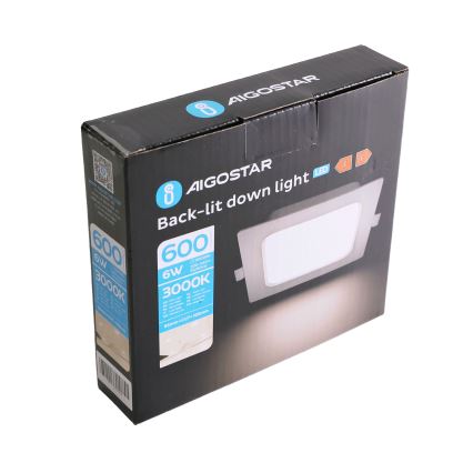 Aigostar - LED iebūvējamais griestu gaismeklis LED/6W/230V 3000K 12x12 cm balts