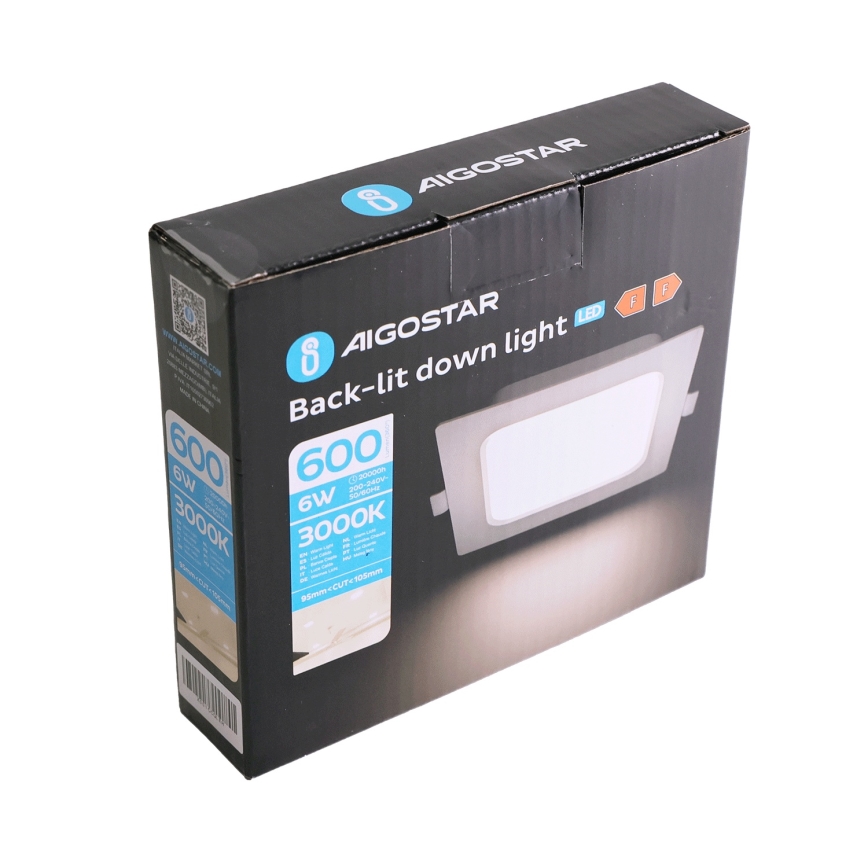 Aigostar - LED iebūvējamais griestu gaismeklis LED/6W/230V 3000K 12x12 cm balts