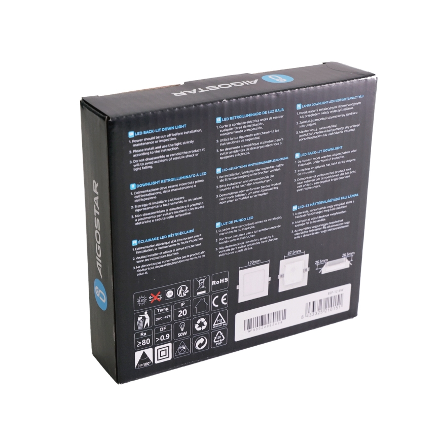Aigostar - LED iebūvējamais griestu gaismeklis LED/6W/230V 3000K 12x12 cm balts