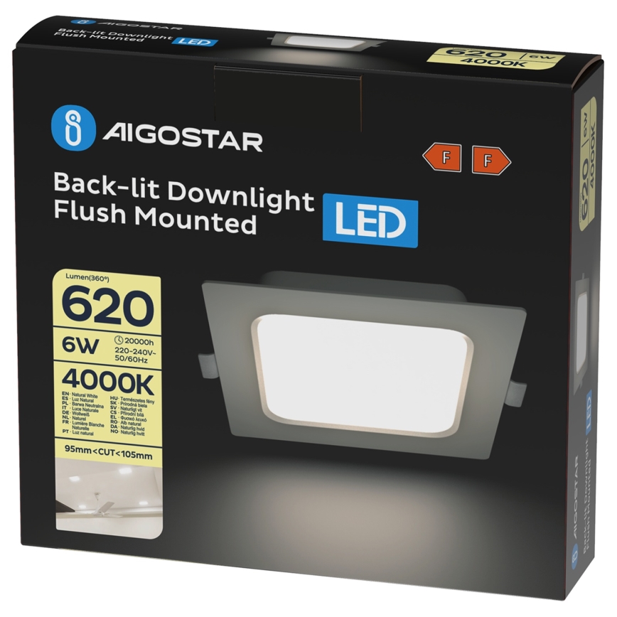 Aigostar - LED iebūvējamais griestu gaismeklis LED/6W/230V 4000K 12x12 cm balts