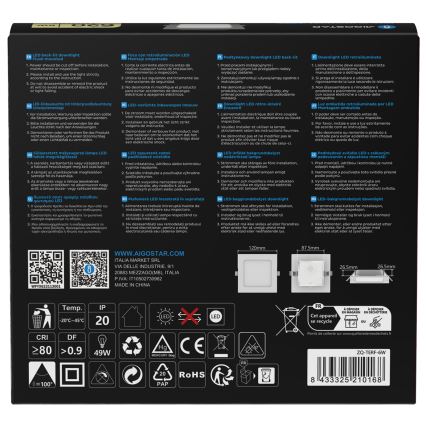 Aigostar - LED iebūvējamais griestu gaismeklis LED/6W/230V 4000K 12x12 cm balts