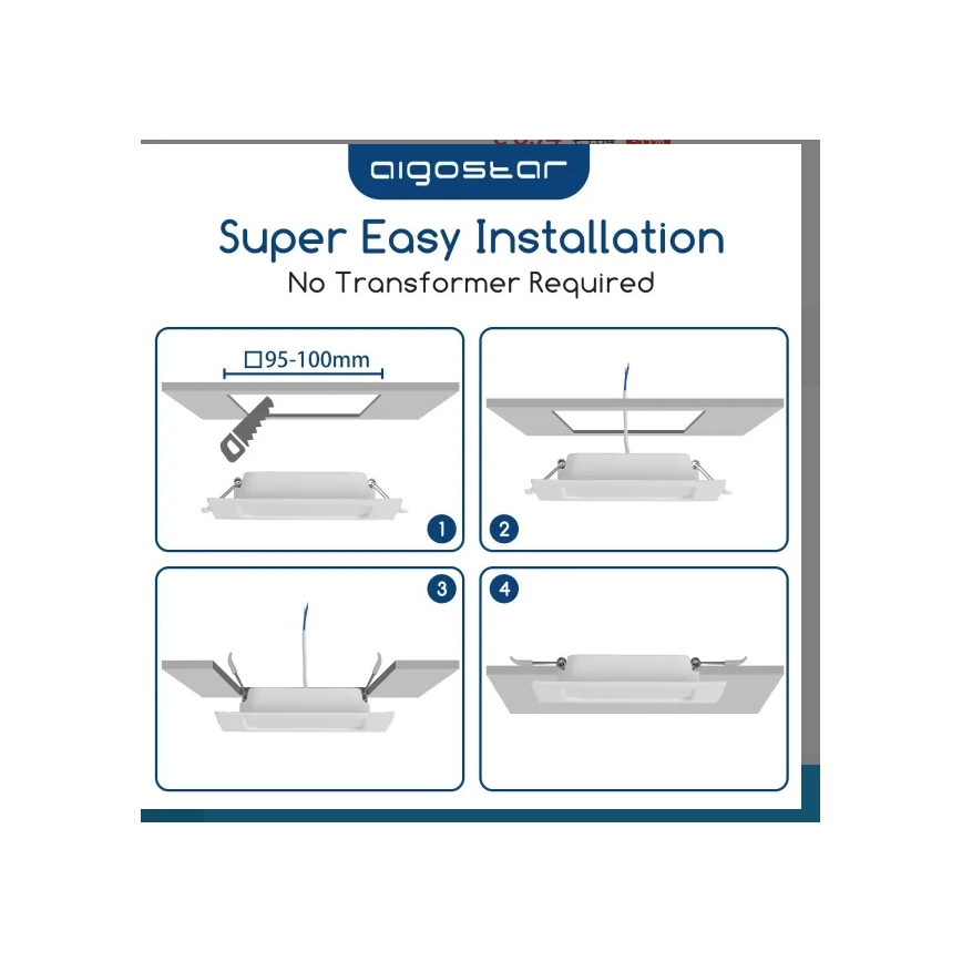 Aigostar - LED iebūvējamais griestu gaismeklis LED/6W/230V 6500K 12x12 cm balts