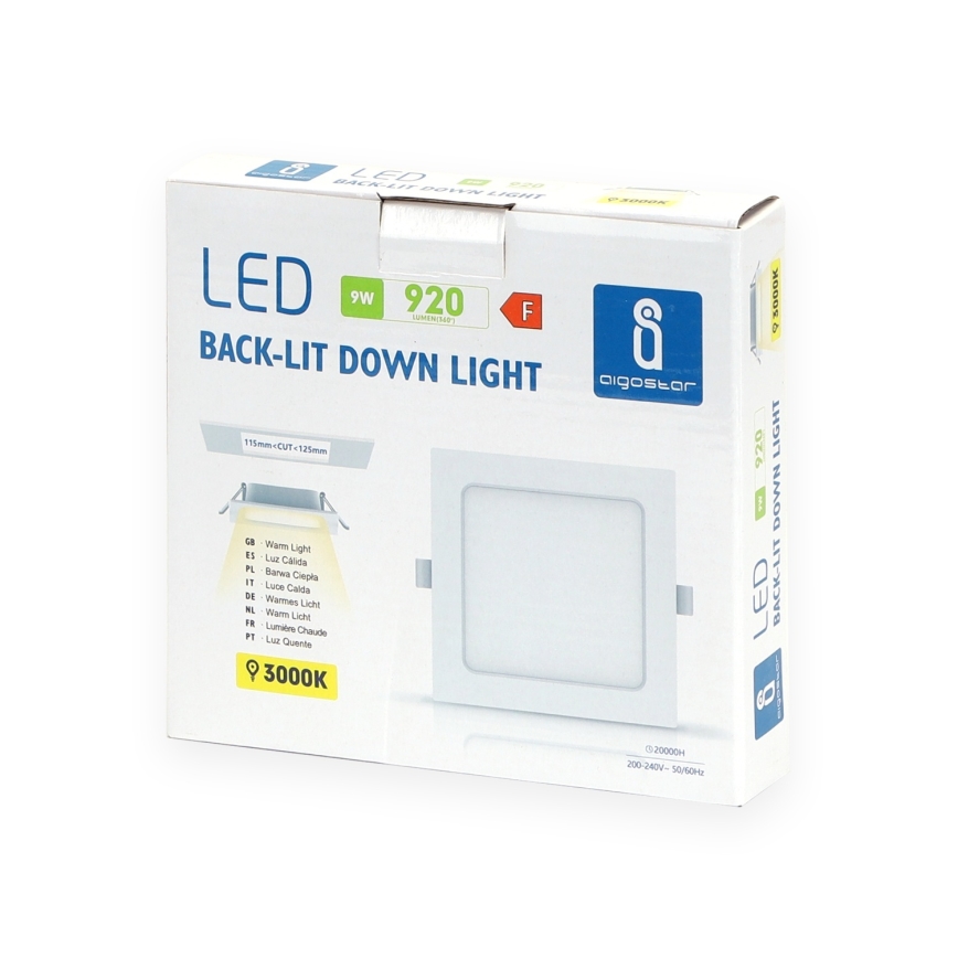 Aigostar - LED iebūvējamais griestu gaismeklis LED/9W/230V 3000K 14,5x14,5 cm balts