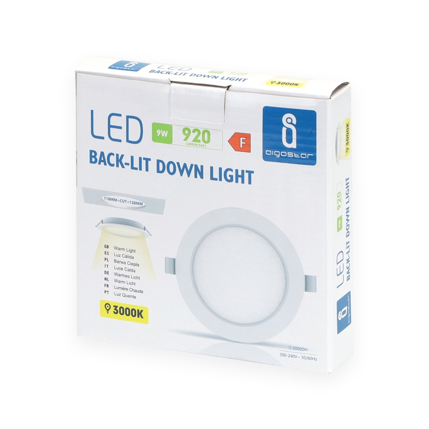 Aigostar - LED iebūvējamais griestu gaismeklis LED/9W/230V 3000K pr. 14,5 cm balts