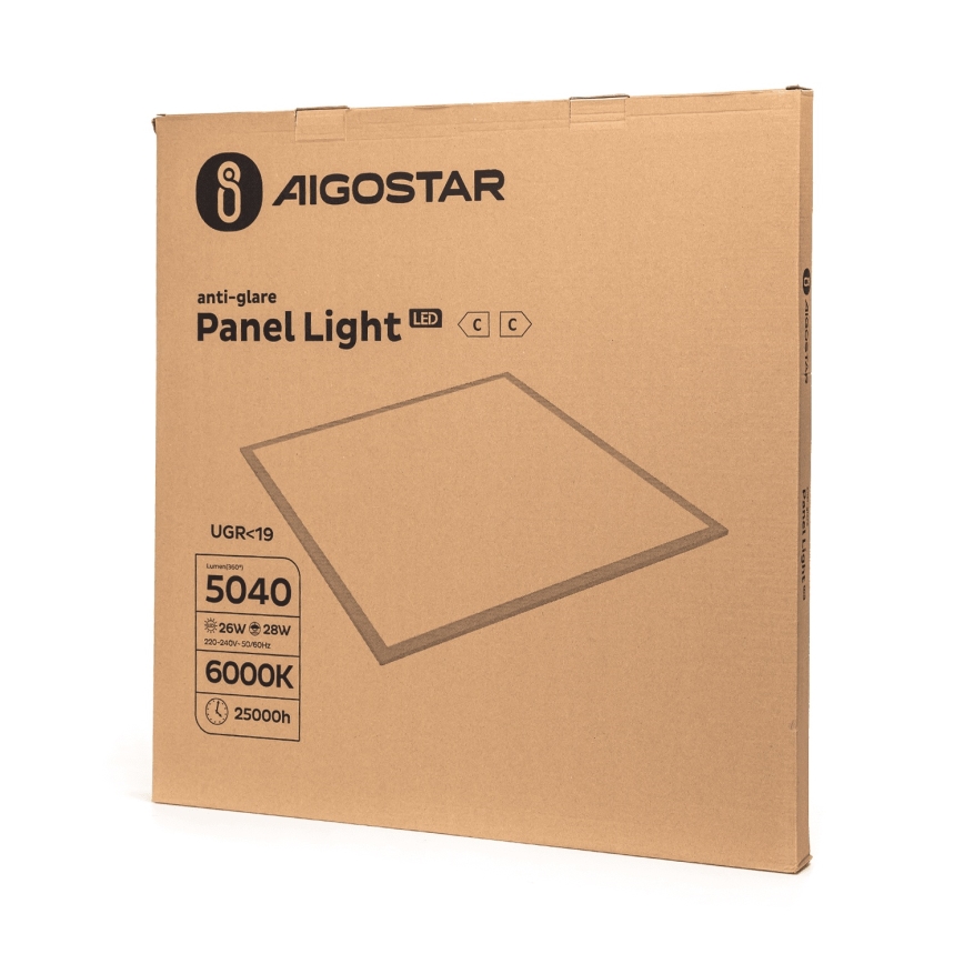 Aigostar - Energoefektīvs iebūvējamais LED griestu panelis LED/28W/230V UGR19 6000K 59,5x59,5 cm