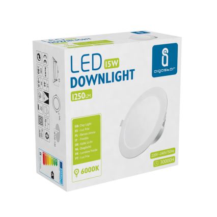 Aigostar - LED Iegremdējama vannas istabas lampa LED/15W/230V 6000K IP44 d. 14,5 cm balta