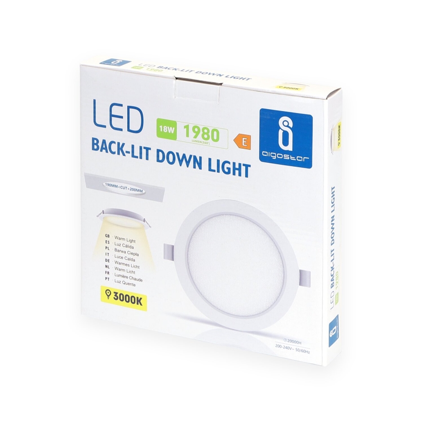 Aigostar - LED Iegremdējama lampa LED/18W/230V 3000K d. 27,5 cm balta