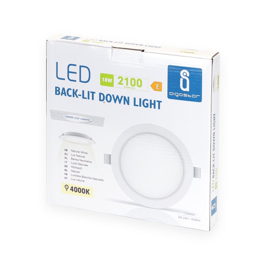 Aigostar - LED Iegremdējama lampa LED/18W/230V 4000K d. 22 cm balta