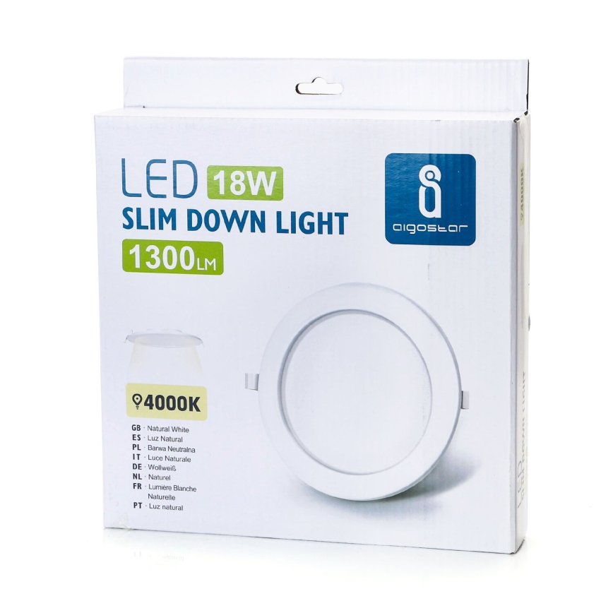 Aigostar - LED Iegremdējama lampa ULTRATHIN LED/18W/230V 4000K balta