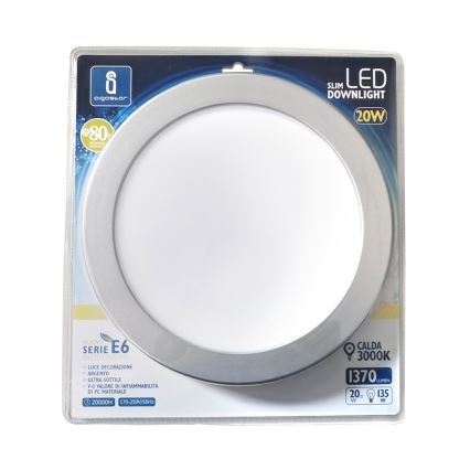Aigostar - LED Iegremdējama lampa ULTRATHIN LED/20W/230V 3000K matēts hroms