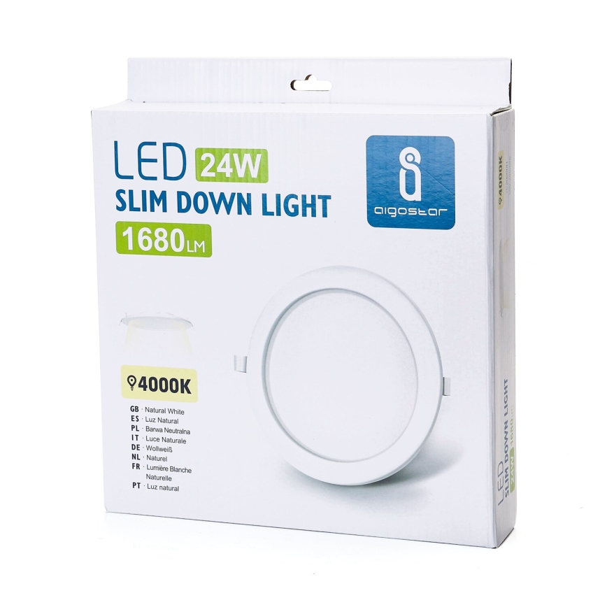 Aigostar - LED Iegremdējama lampa ULTRATHIN LED/24W/230V 4000K balta