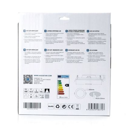 Aigostar - LED Iegremdējama lampa ULTRATHIN LED/24W/230V 4000K balta