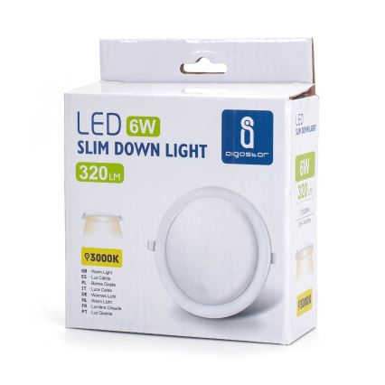 Aigostar - LED Iegremdējama lampa ULTRATHIN LED/6W/230V 3000K balta