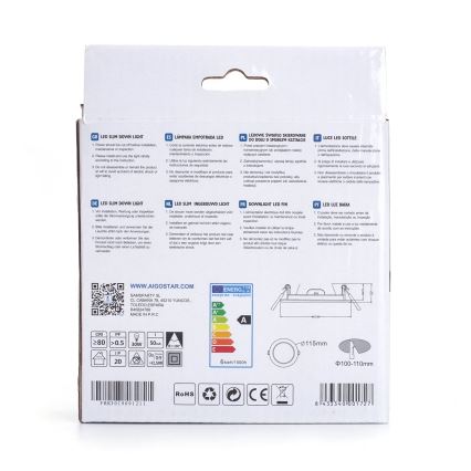 Aigostar - LED Iegremdējama lampa ULTRATHIN LED/6W/230V 3000K balta