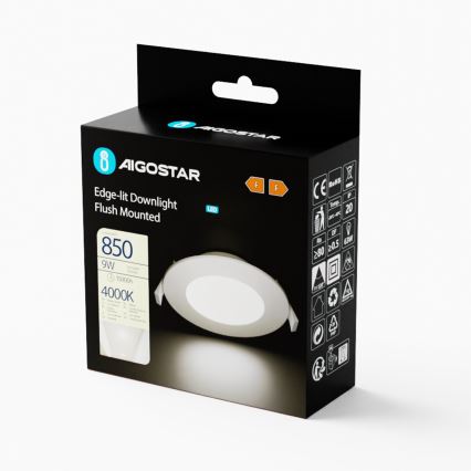 Aigostar - LED Iegremdējama lampa ULTRATHIN LED/9W/230V 4000K balta