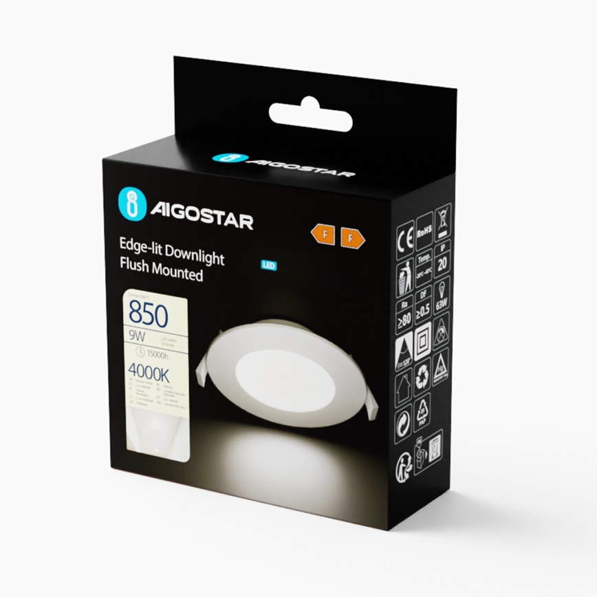 Aigostar - LED Iegremdējama lampa ULTRATHIN LED/9W/230V 4000K balta