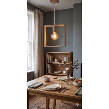 Aigostar - LED koka lustra uz troses 1xE27/9W/230V 2200K priede
