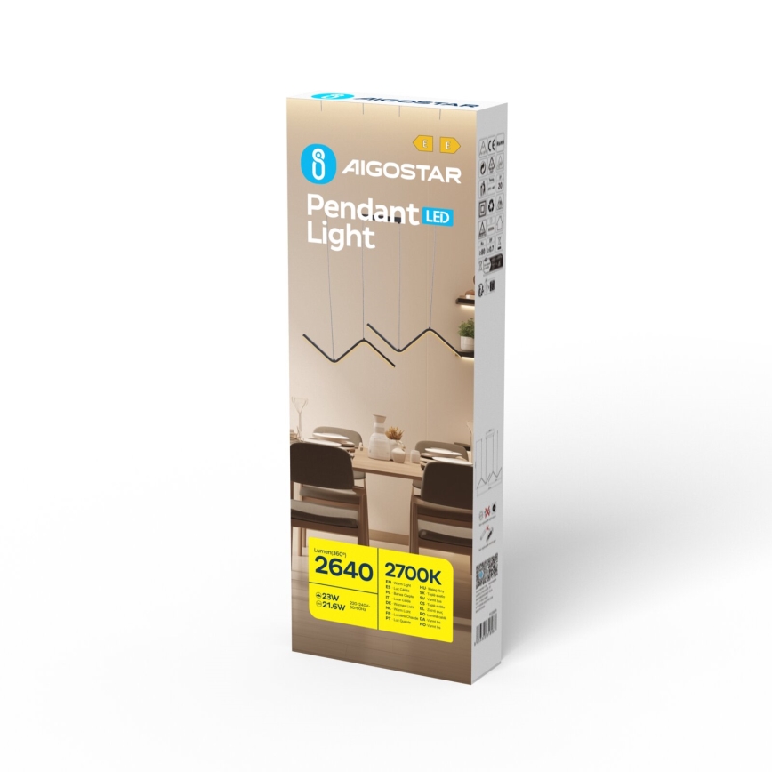 Aigostar - LED Lustra ar auklu LED/23W/230V 2700K