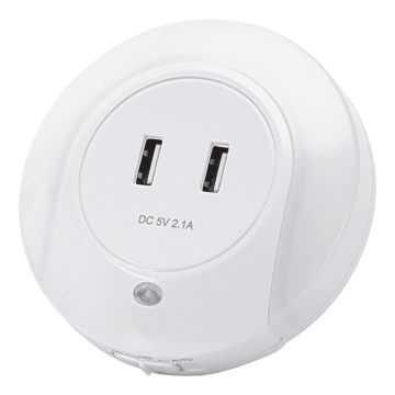 Aigostar - LED nakts lampa ar krēslas sensoru, pieslēdzama kontaktligzdai ar USB LED/0,4W/230V