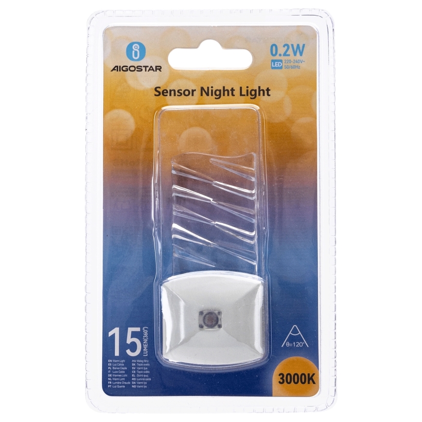 Aigostar - LED Nakts lampiņa ar krēslas sensoru LED/0,2W/230V 3000K