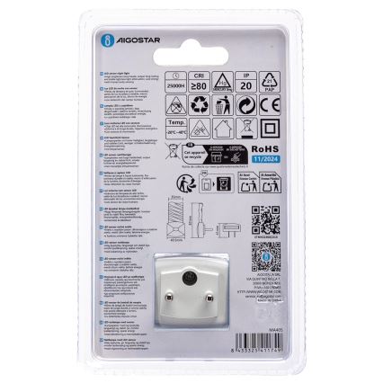 Aigostar - LED Nakts lampiņa ar krēslas sensoru LED/0,2W/230V 3000K