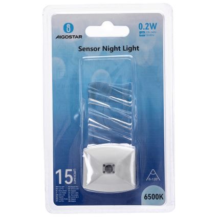 Aigostar - LED Nakts lampiņa ar krēslas sensoru LED/0,2W/230V 6500K