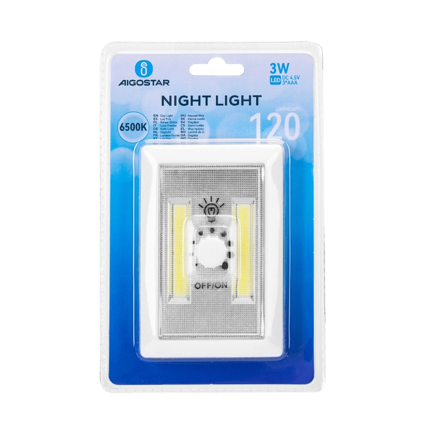Aigostar - LED Pārnēsājama nakts lampa LED/3xAAA 6500K