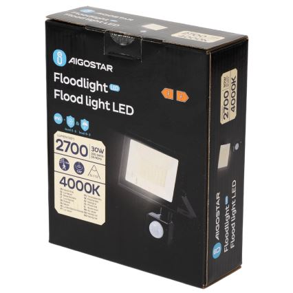 Aigostar - LED prožektors ar sensoru LED/30W/230V 4000K IP65