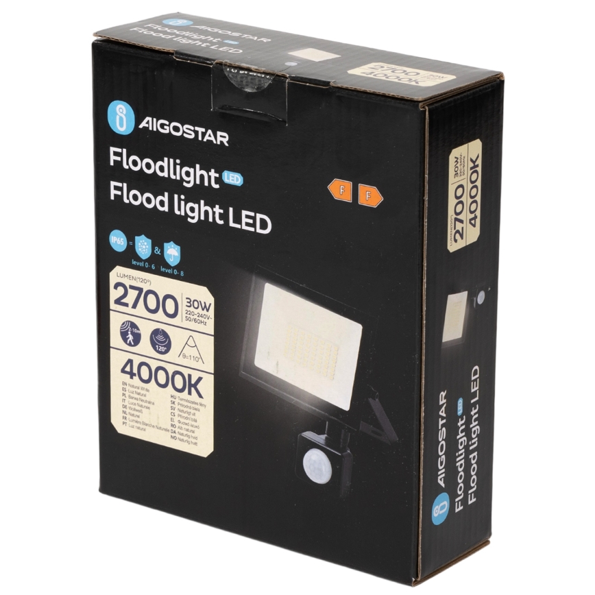 Aigostar - LED prožektors ar sensoru LED/30W/230V 4000K IP65