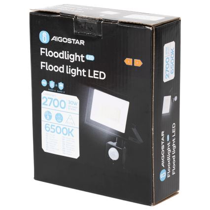 Aigostar - LED prožektors ar sensoru LED/30W/230V 6500K IP65
