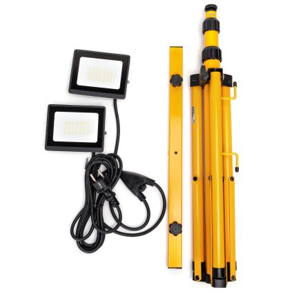Aigostar - LED prožektors ar statīvu 2x LED / 30 W / 230 V / 6500 K / IP65, oranžs/melns