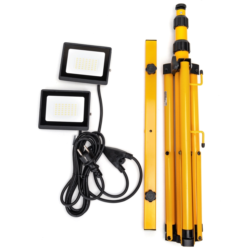 Aigostar - LED prožektors ar statīvu 2x LED / 30 W / 230 V / 6500 K / IP65, oranžs/melns