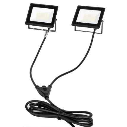 Aigostar - LED prožektors ar statīvu 2x LED / 30 W / 230 V / 6500 K / IP65, oranžs/melns
