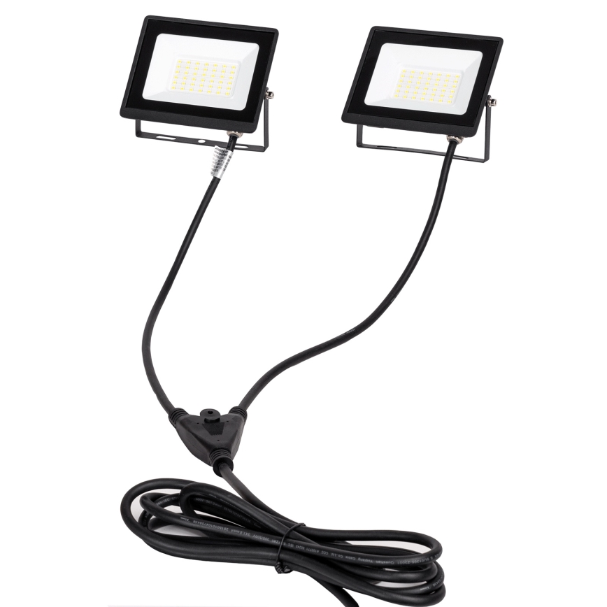 Aigostar - LED prožektors ar statīvu 2x LED / 30 W / 230 V / 6500 K / IP65, oranžs/melns