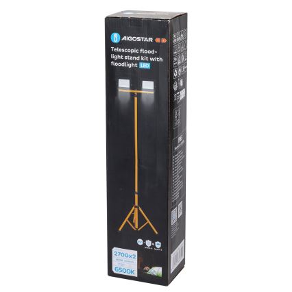 Aigostar - LED prožektors ar statīvu 2x LED / 30 W / 230 V / 6500 K / IP65, oranžs/melns
