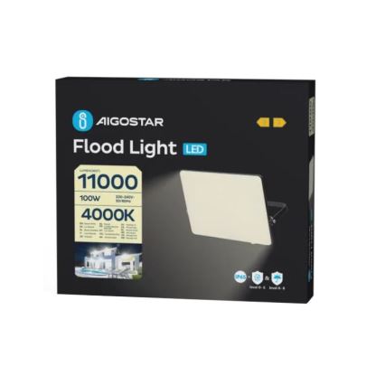 Aigostar - LED Prožektors LED/100W/230V 4000K IP65 melna