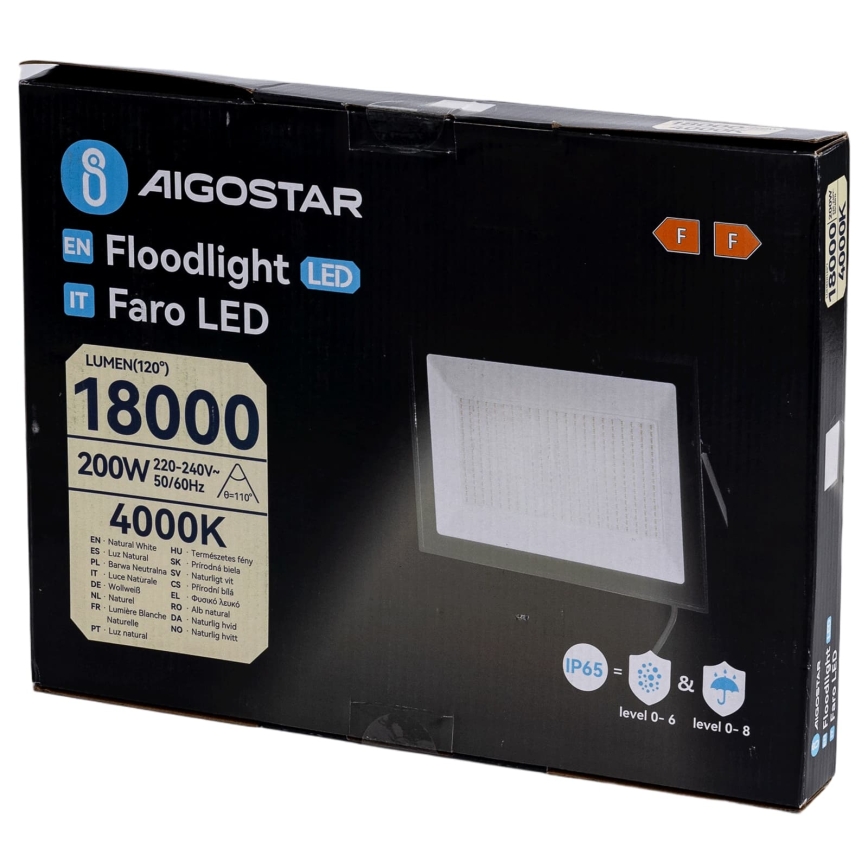 Aigostar - LED prožektors LED/200W/230V 4000K IP65 melns