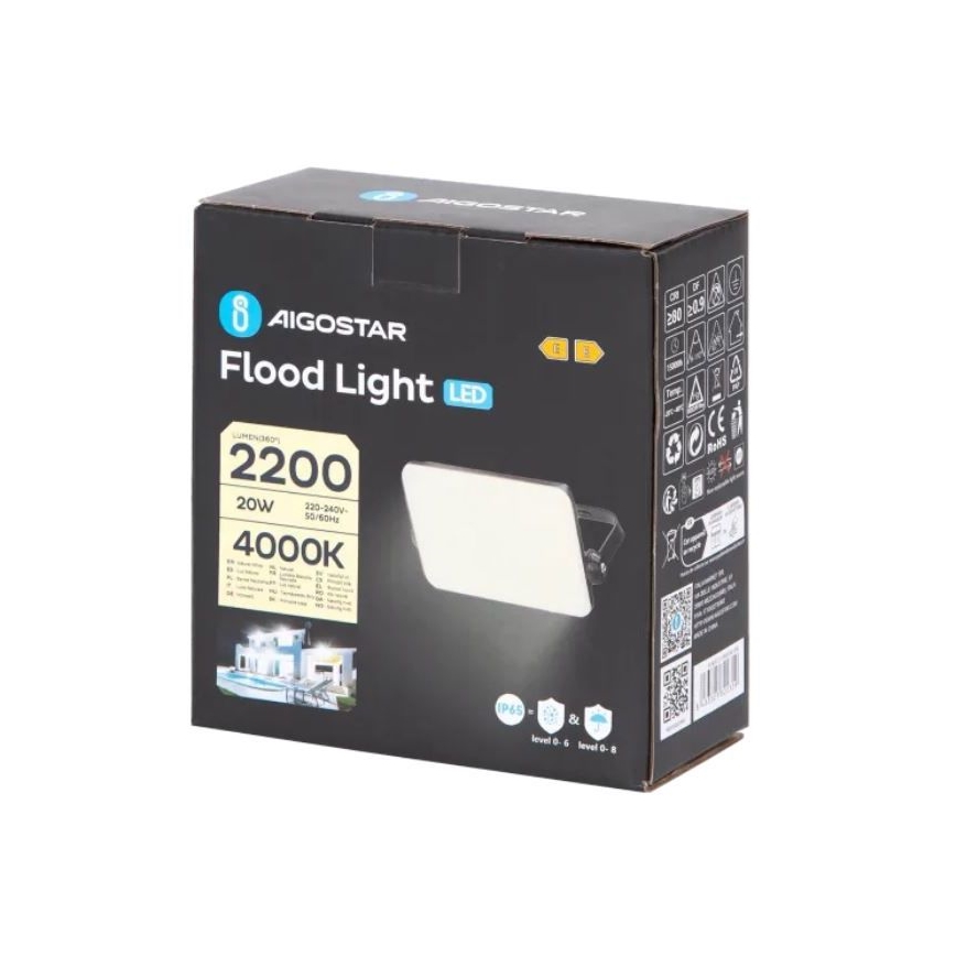 Aigostar - LED Prožektors LED/20W/230V 4000K IP65 melna