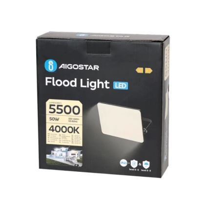 Aigostar - LED Prožektors LED/50W/230V 4000K IP65 melna