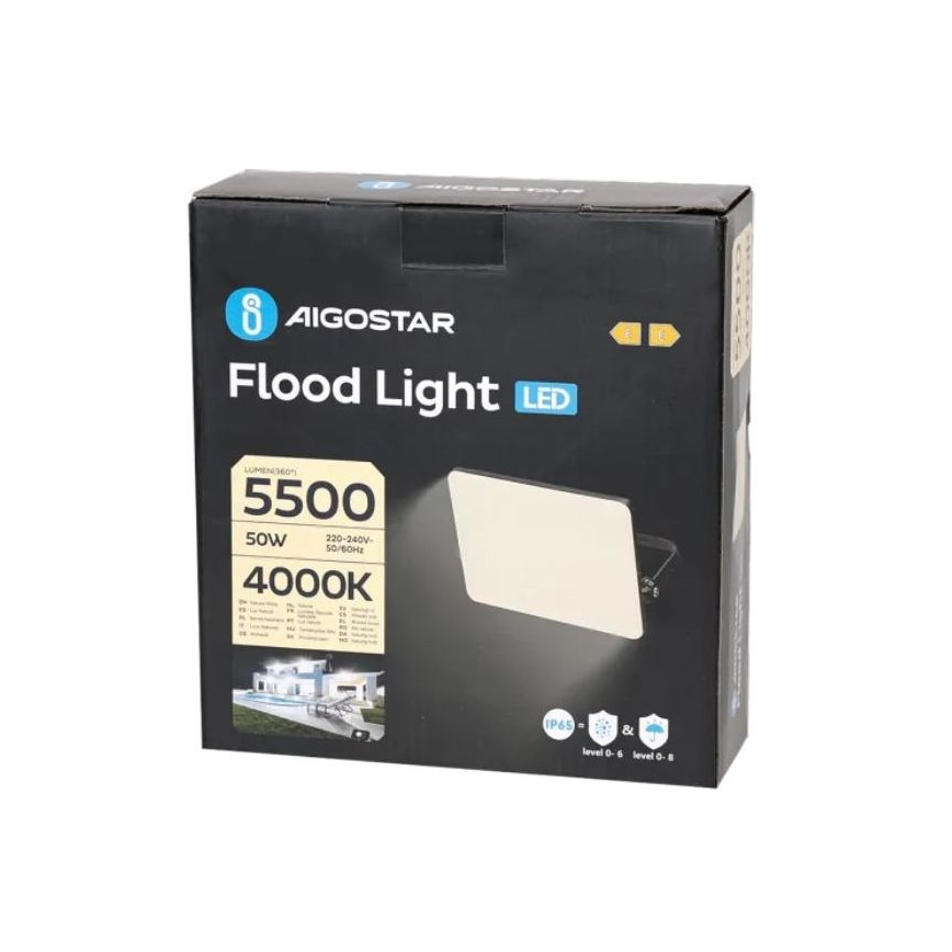 Aigostar - LED Prožektors LED/50W/230V 4000K IP65 melna
