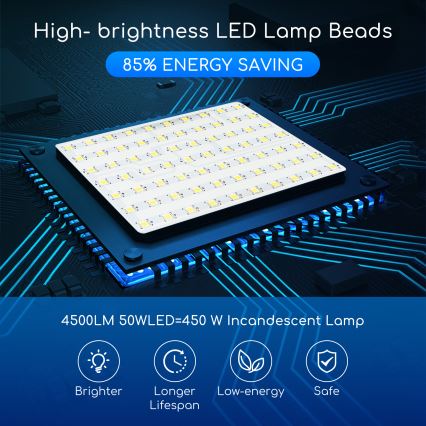 Aigostar - LED Prožektors LED/50W/230V 6400K IP65 melns
