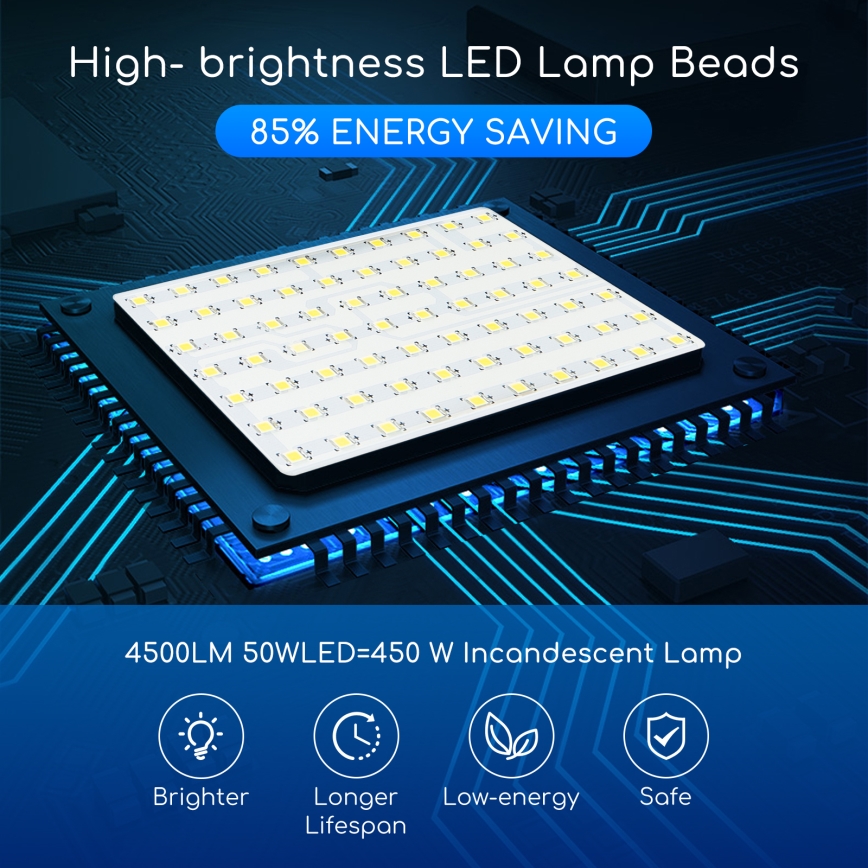 Aigostar - LED Prožektors LED/50W/230V 6400K IP65 melns